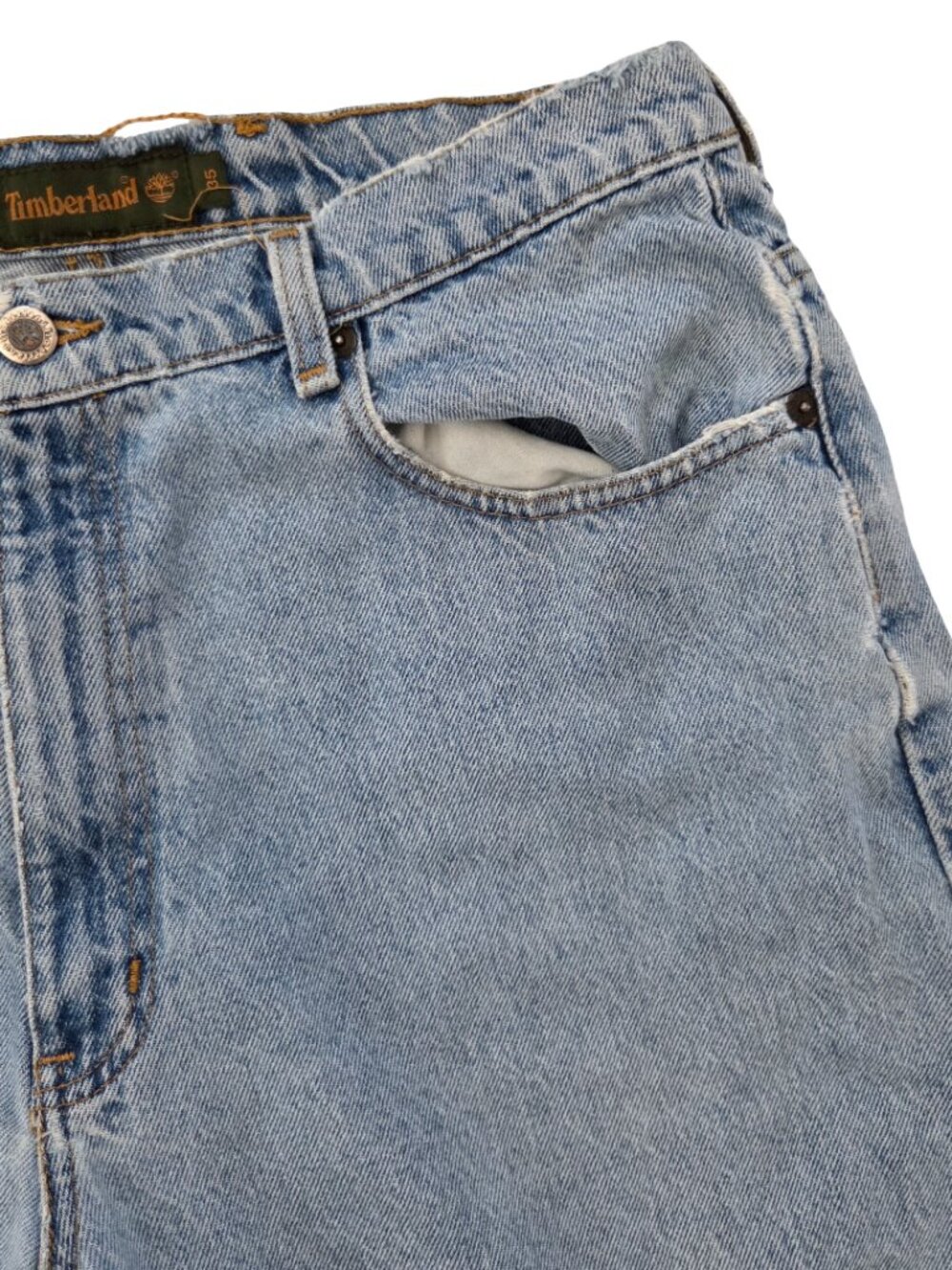Timberland Jeans Mens 35x34 Distressed Baggy Straight Grunge Workwear Denim - Picture 3 of 16